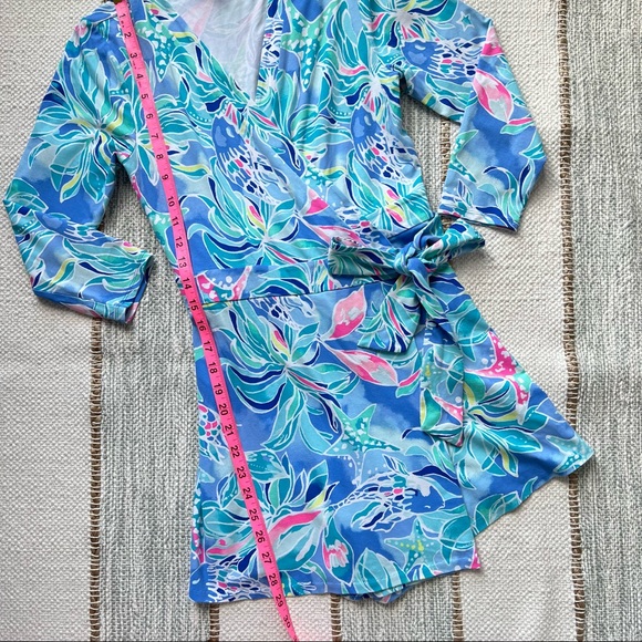 Lilly Pulitzer Karlie Bennet Blue Celestial Seas Wrap Romper Women’s Size Small - Picture 4 of 10